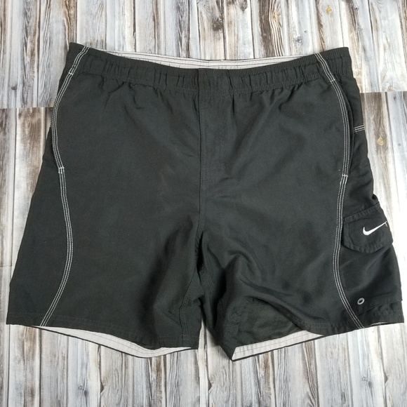 Nike Swim Trunks Men's Medium Black/White G50 - Picture 1 of 3
